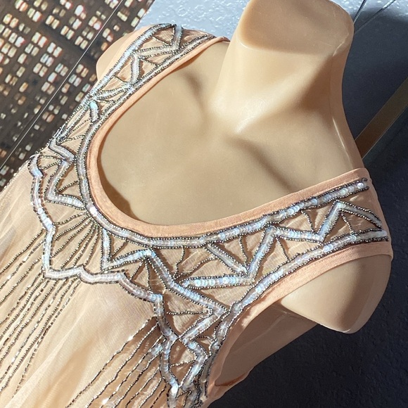 MODCLOTH - NWT - tank: rose gold sheer w beads / sequins ‘Frock Shop’ - L - Picture 3 of 16
